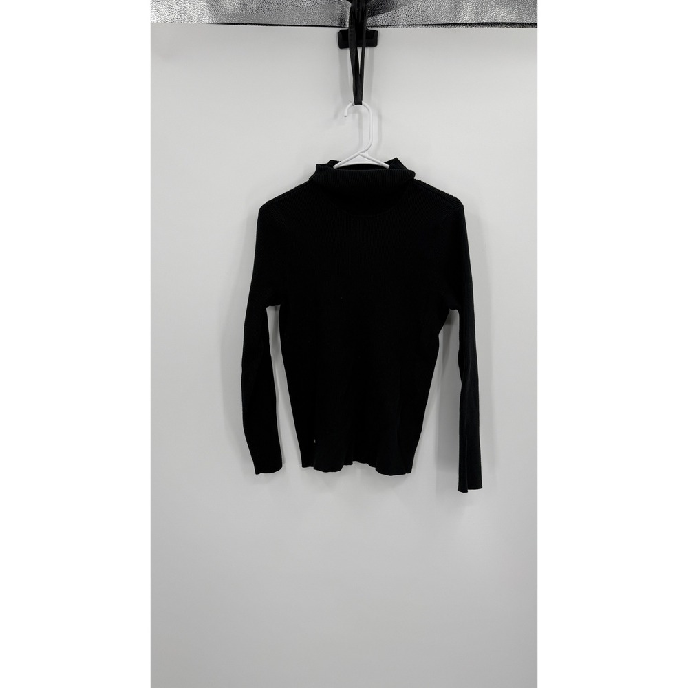 Lauren Ralph Lauren Black Ribbed Turtleneck Sweater XL Long Sleeve LRL Logo